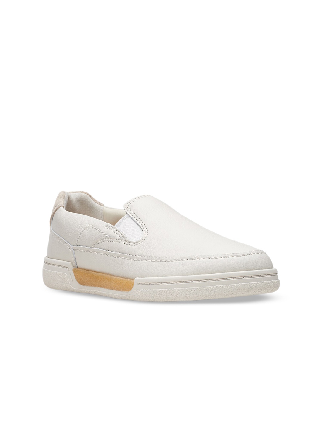 

Clarks Women Textured Leather Slip-On Sneakers, Off white
