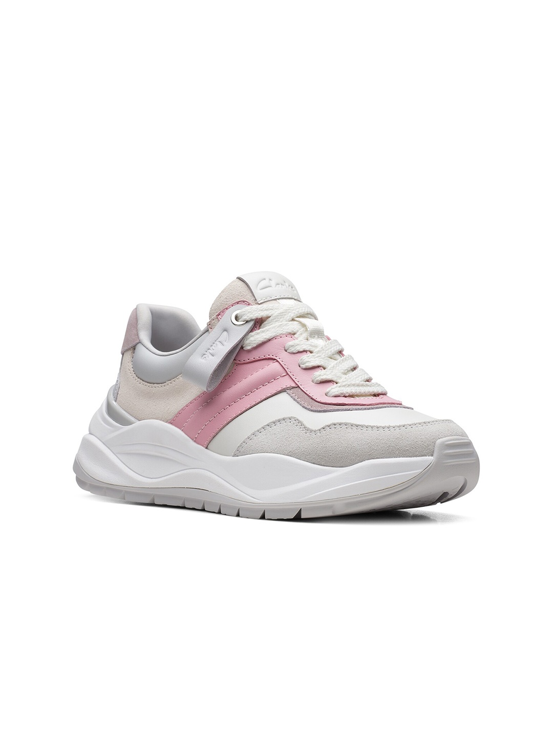 

Clarks Women Colourblocked Leather Sneakers, Pink