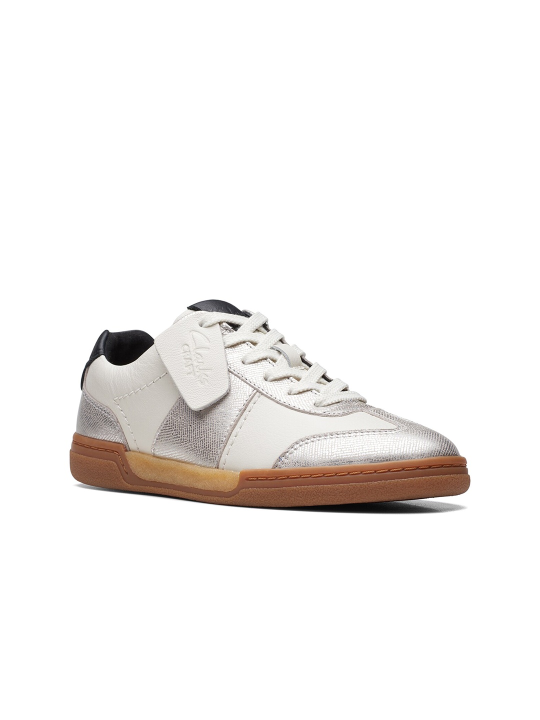 

Clarks Women Colourblocked Leather Sneakers, Off white