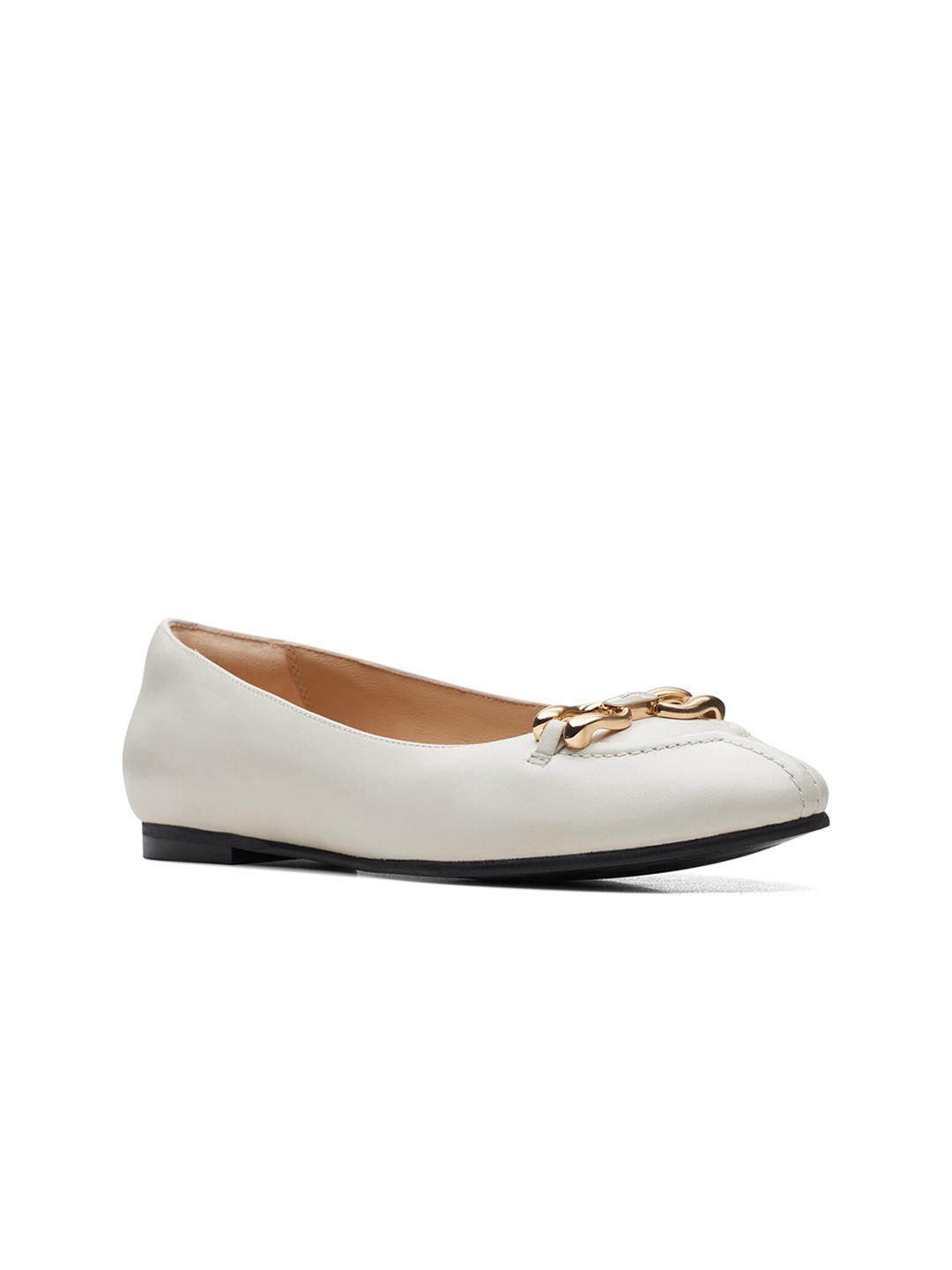 

Clarks Women Leather Embellished Ballerinas, White
