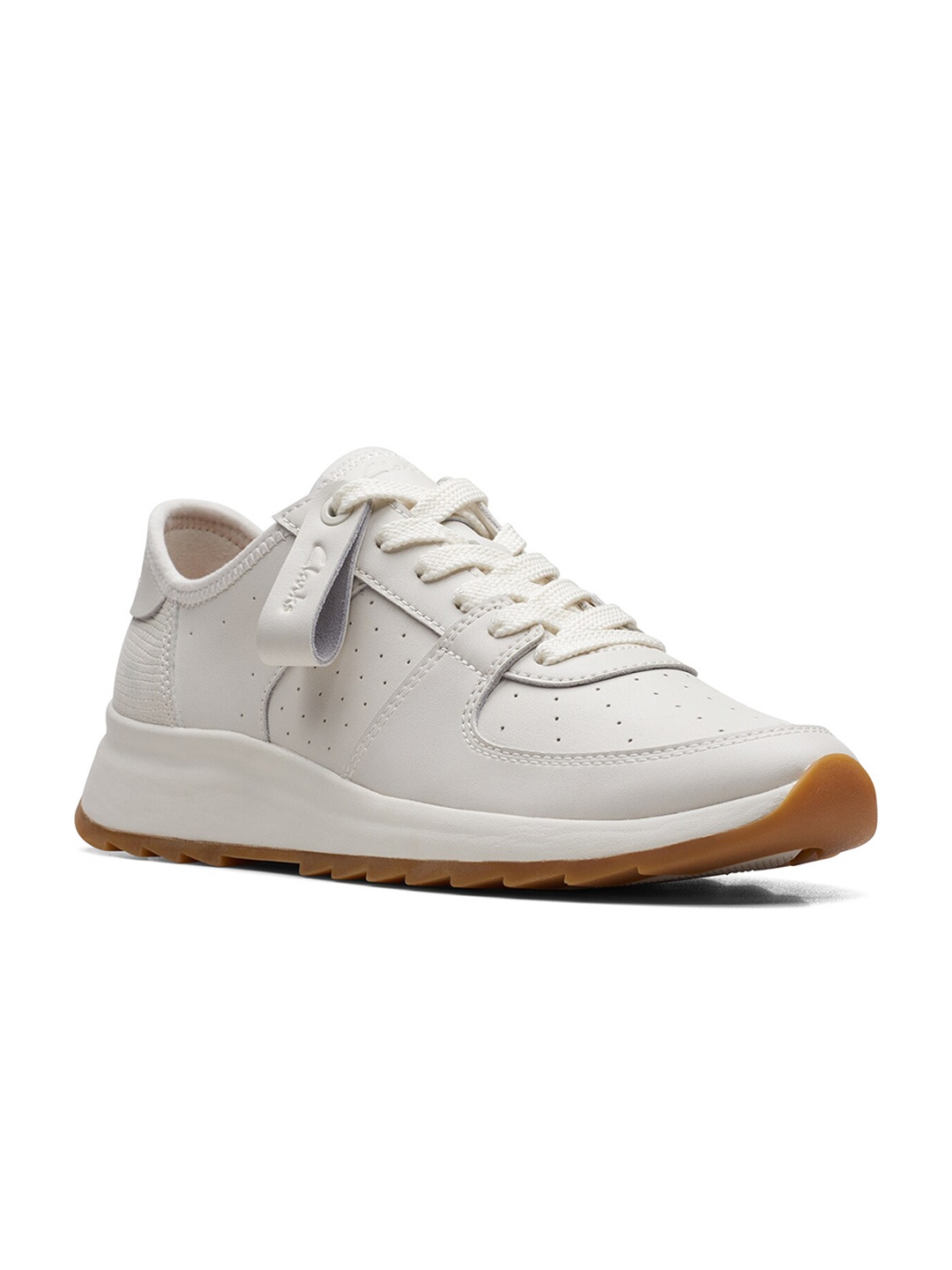 

Clarks Women Perforated Leather Sneakers, Off white