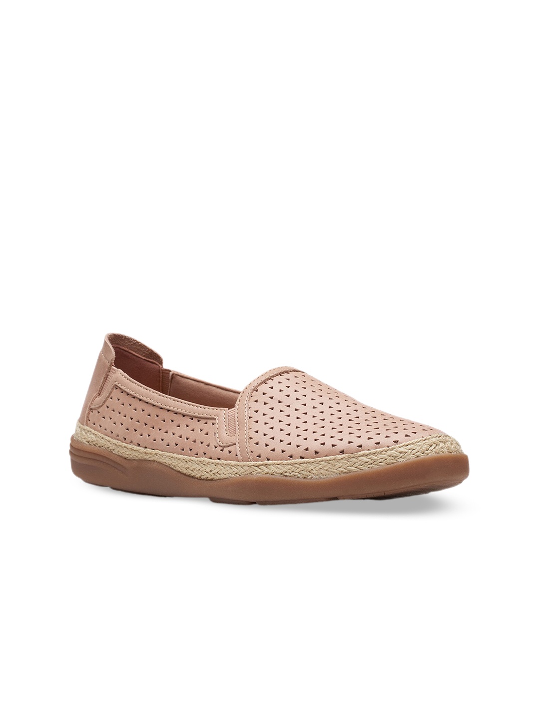 

Clarks Women Elaina Ruby Laser Cuts Leather Slip-On Sneakers, Beige