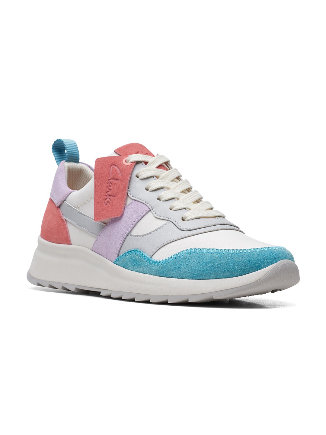 

Clarks Women DashLite Jazz Colourblocked Leather Sneakers, Violet