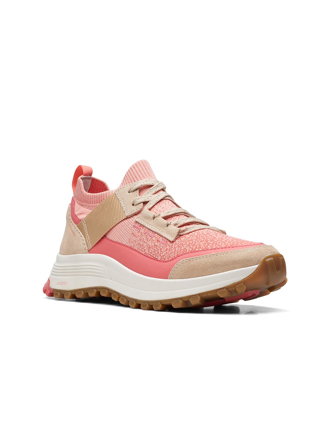 

Clarks Women ATLTrekKnit WP Colourblocked Textile Sneakers, Peach