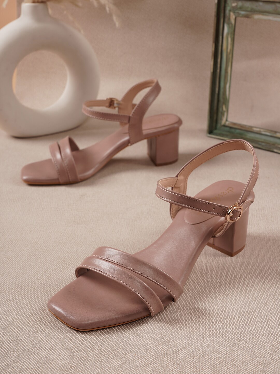 

DressBerry Open Toe Block Heels, Peach