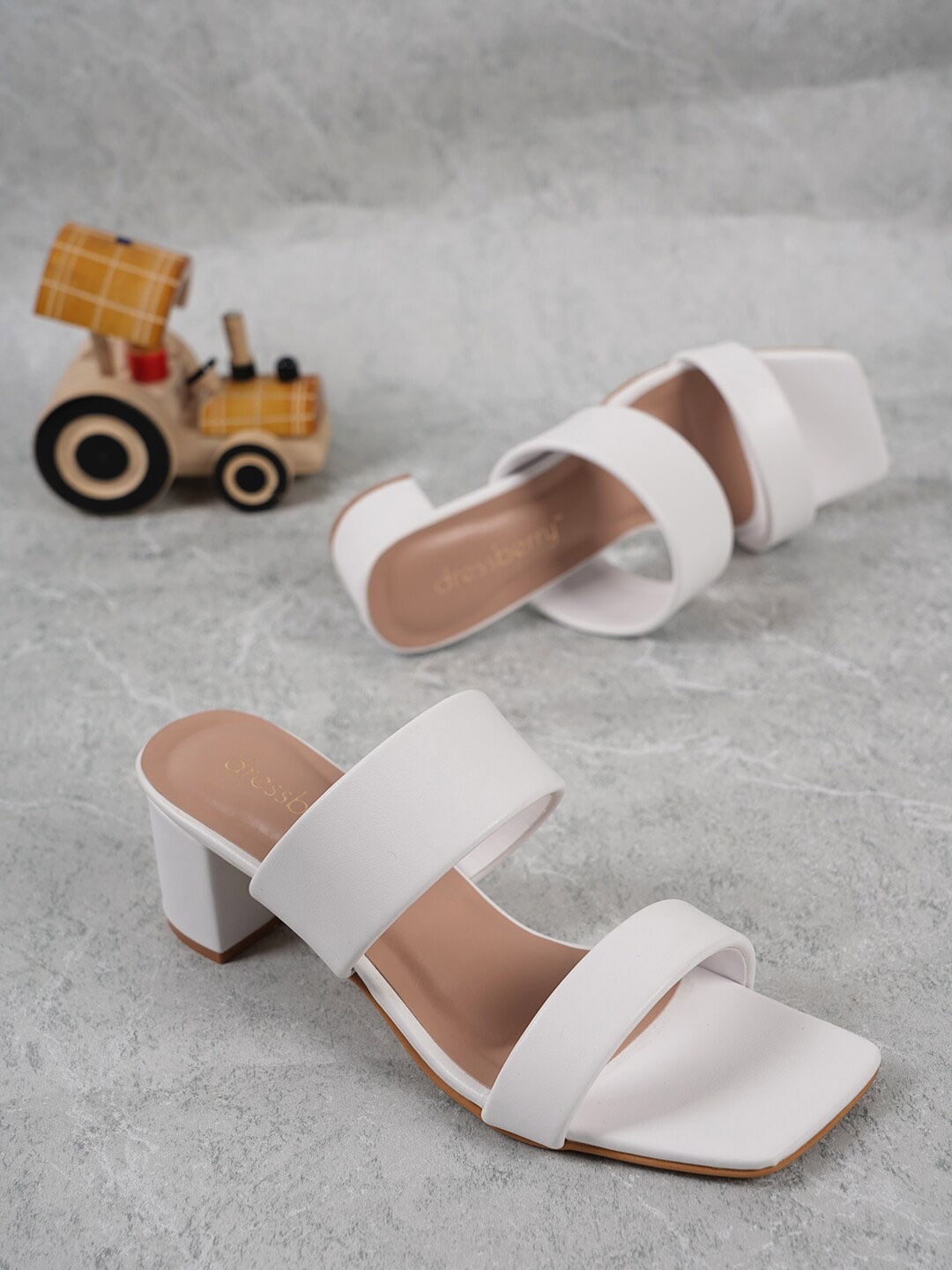 

DressBerry Open Toe Block Heels, White