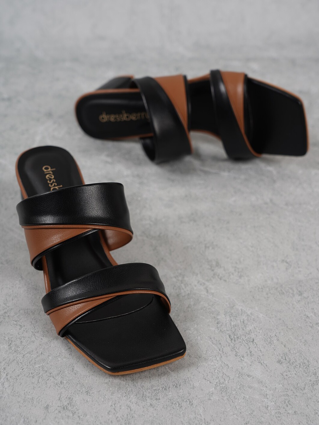

DressBerry Open Toe Block Heels, Black