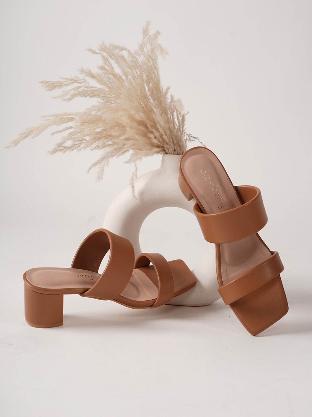 

DressBerry Women Peep Toes Block Heels, Tan