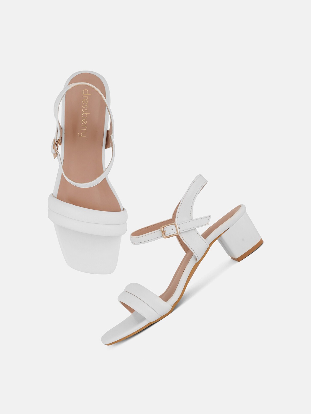 

DressBerry Open Toe Block Heels, White