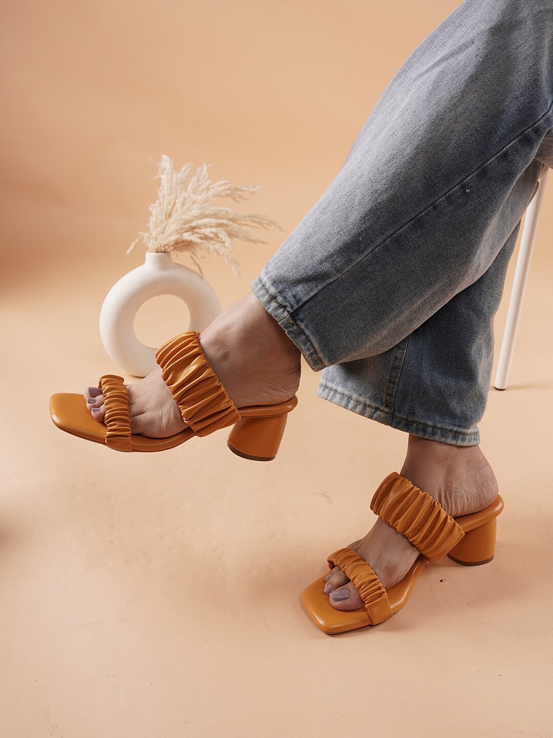 

DressBerry Open Toe Block Heels, Yellow
