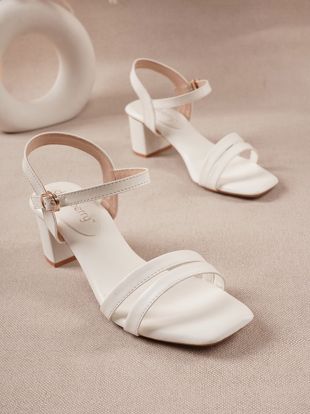 

DressBerry Women Open Toes Block Heels, White