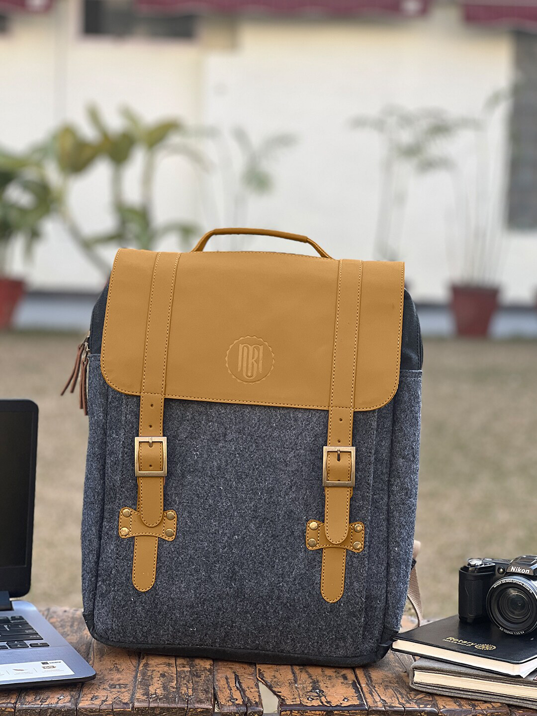 

Mona B Canvas Office Backpack, Grey