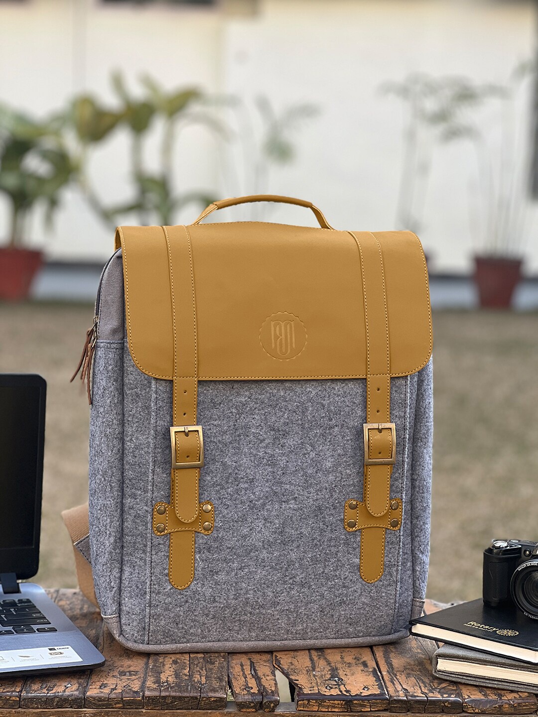 

Mona B Canvas Office Backpack, Grey