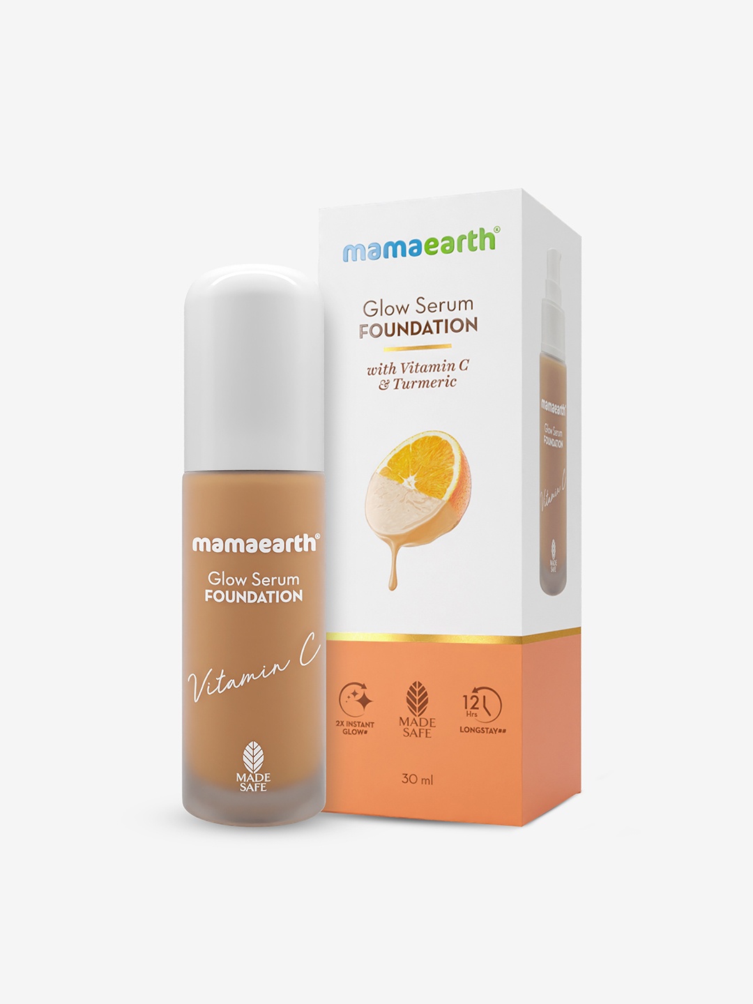 

Mamaearth Glow Serum 12 Hour Long Stay Foundation with Turmeric 30 ml - Worm Glow 09, Nude