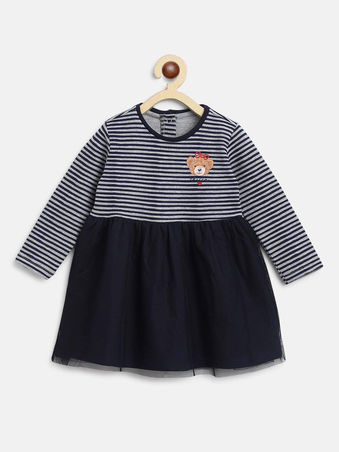 

Chicco Girls Striped Cotton A-Line Dress, Navy blue