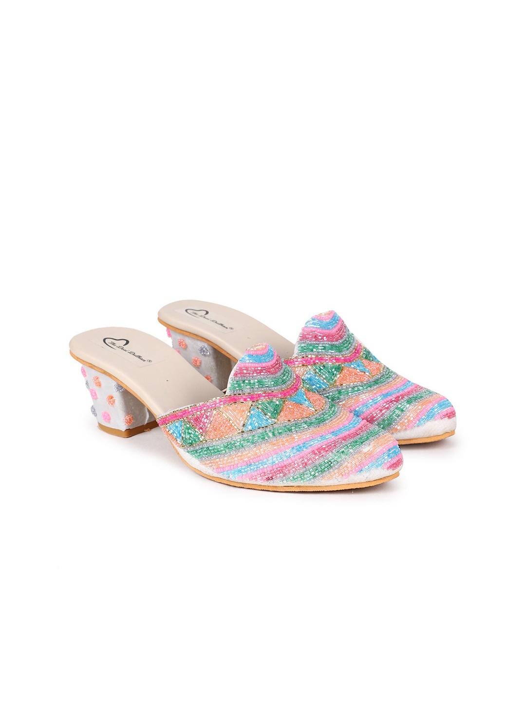 

The Desi Dulhan Embellished Ethnic Block Mules, Pink