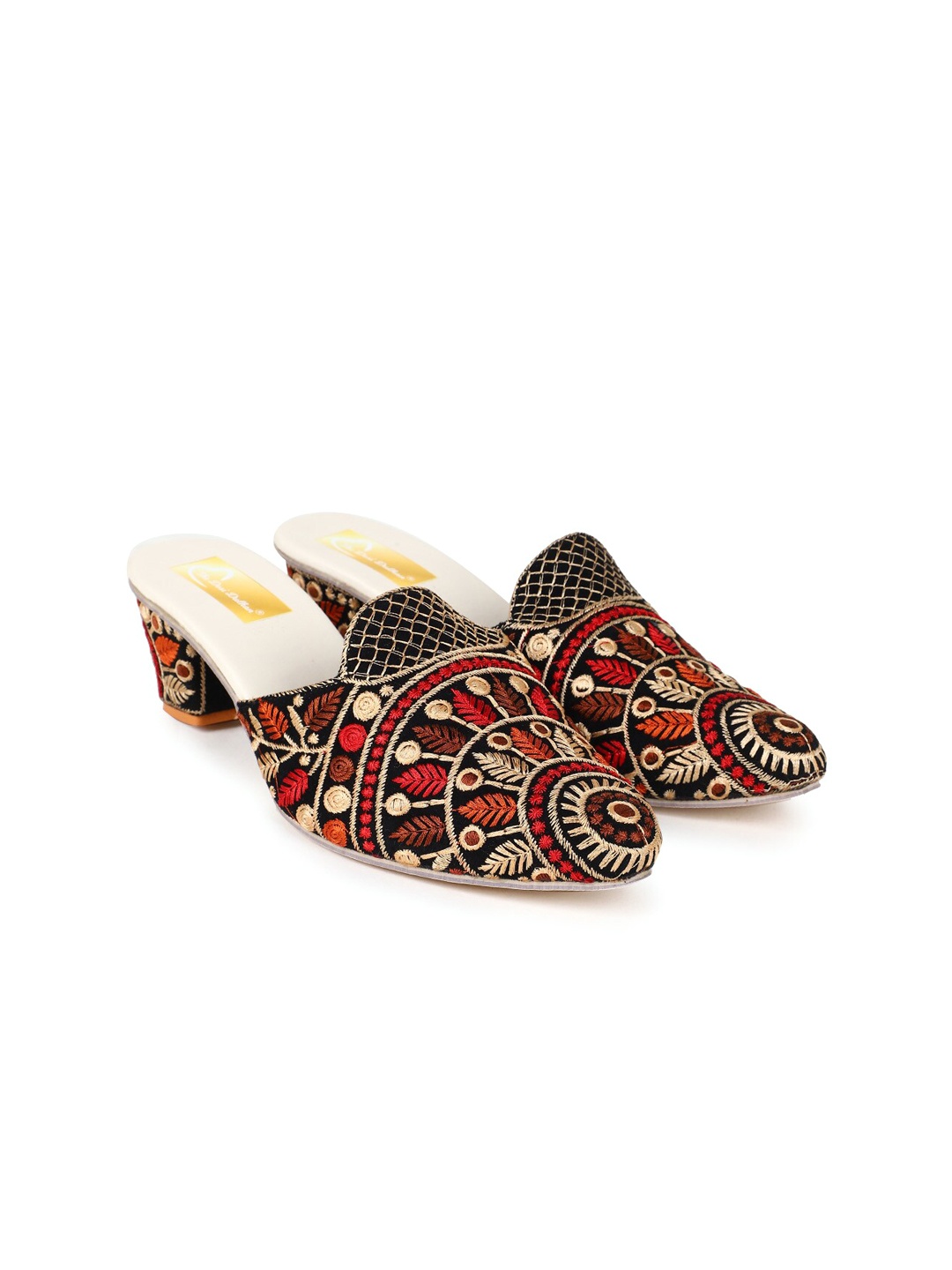 

The Desi Dulhan Embellished Ethnic Block Mules, Black