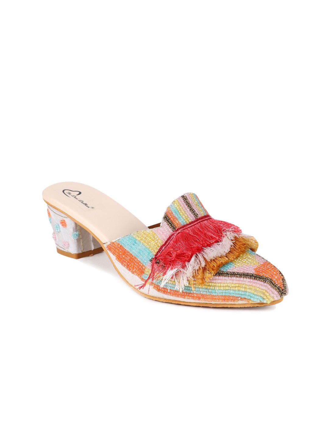 

The Desi Dulhan Embellished Ethnic Block Mules, Peach