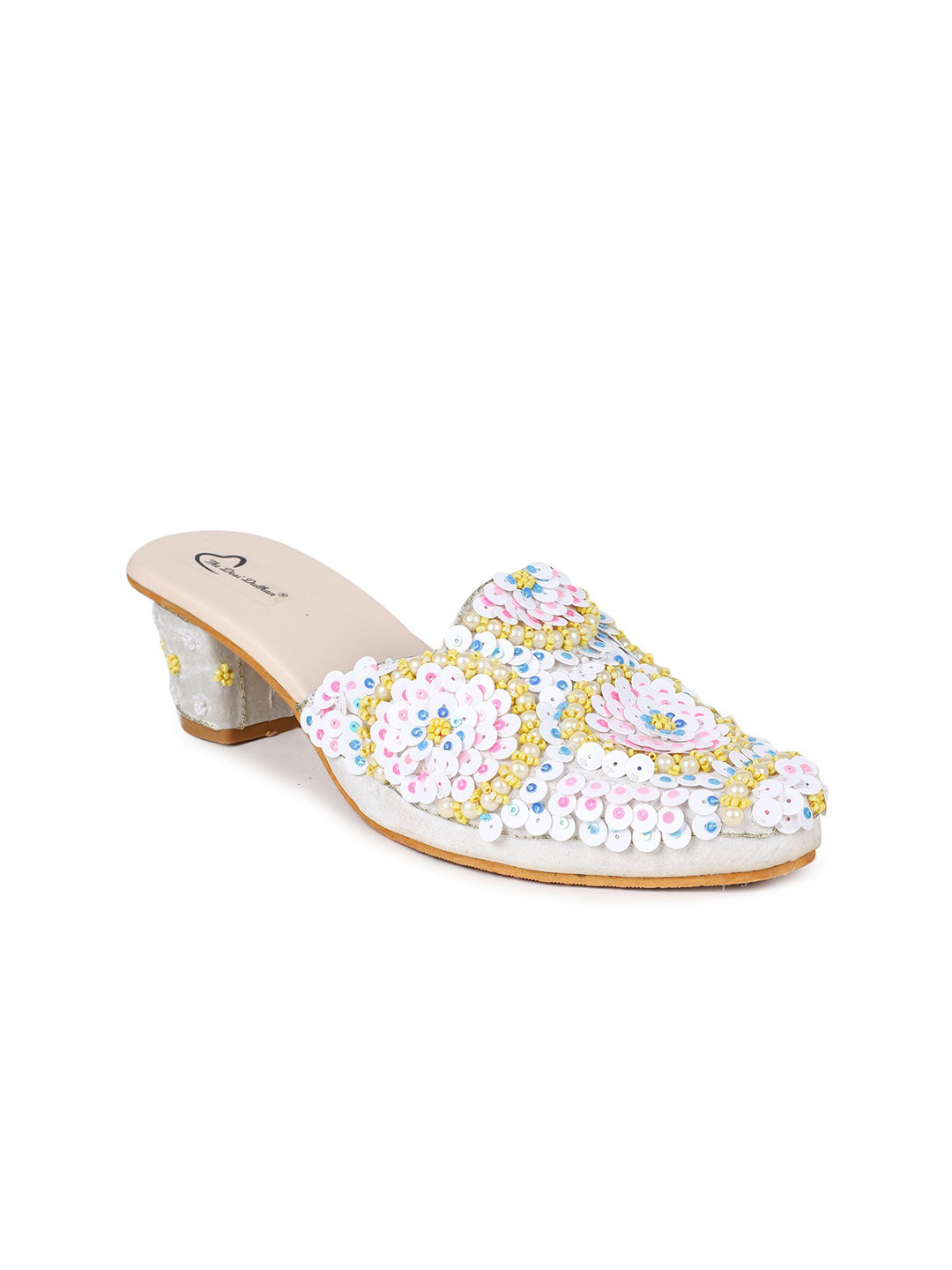 

The Desi Dulhan Embellished Ethnic Block Mules, White