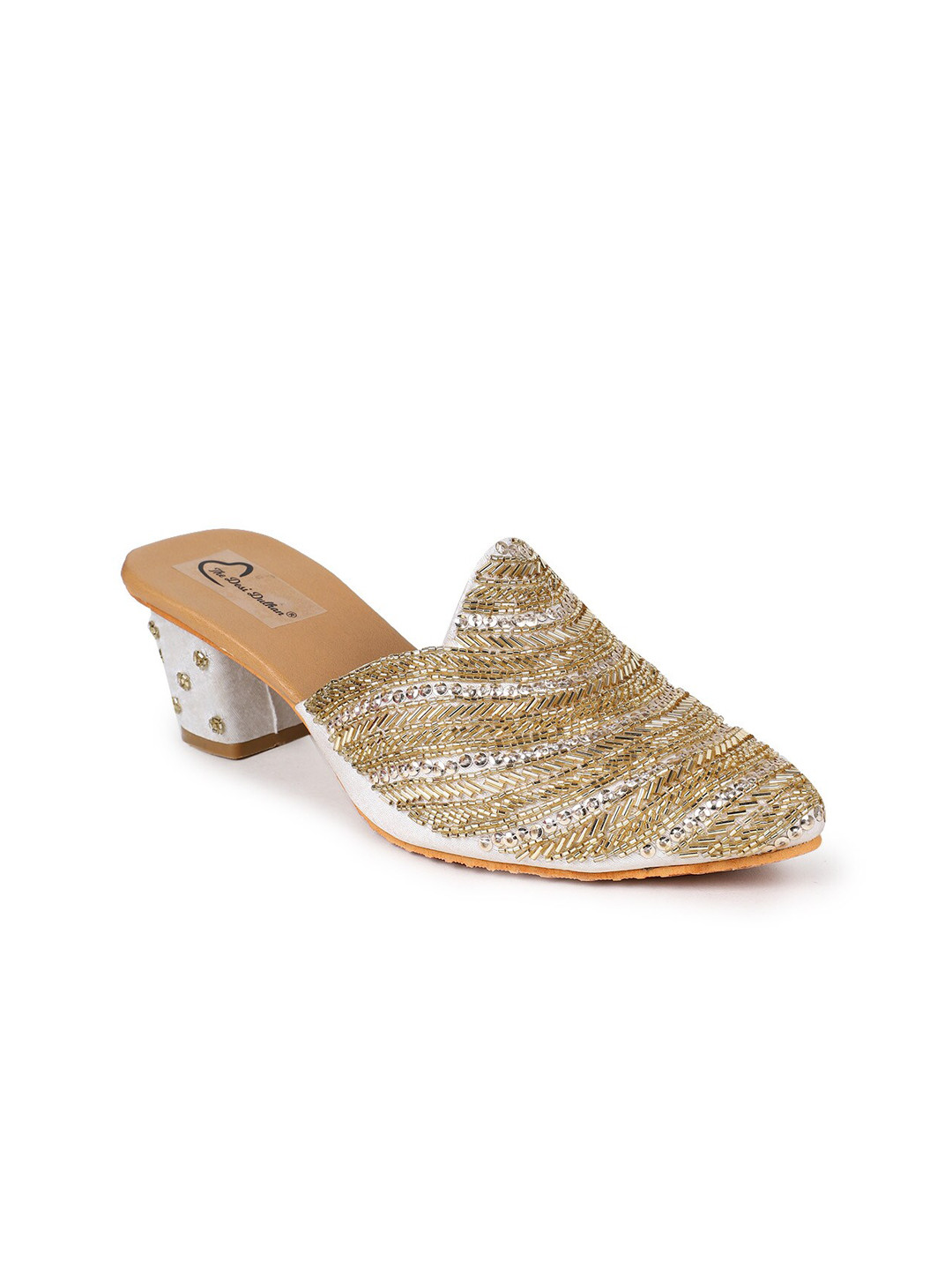 

The Desi Dulhan Ethnic Mules Block Heels, White