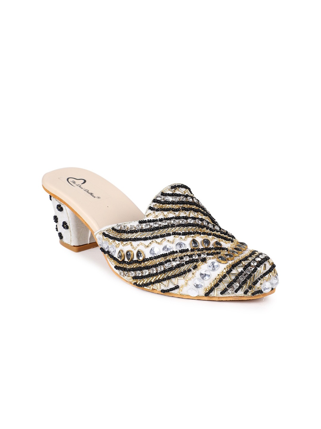 

The Desi Dulhan Embellished Ethnic Block Mules, White