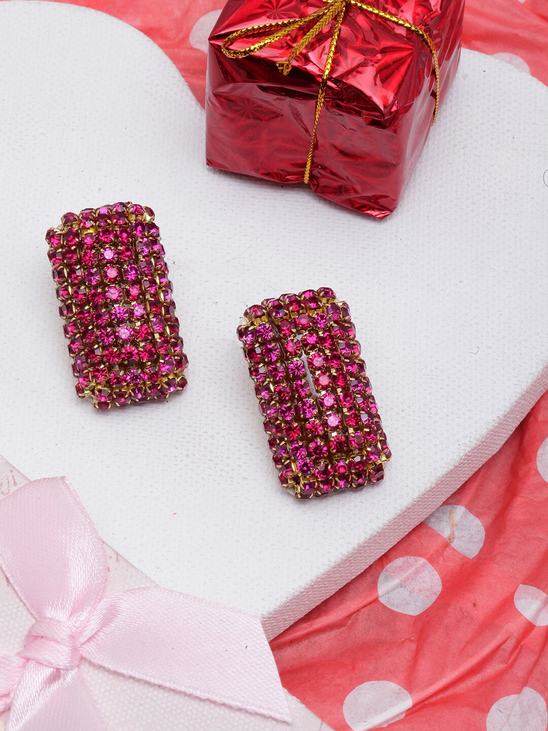 

DIVA WALK Gold-Plated Contemporary Rhinestone Studded Earrings