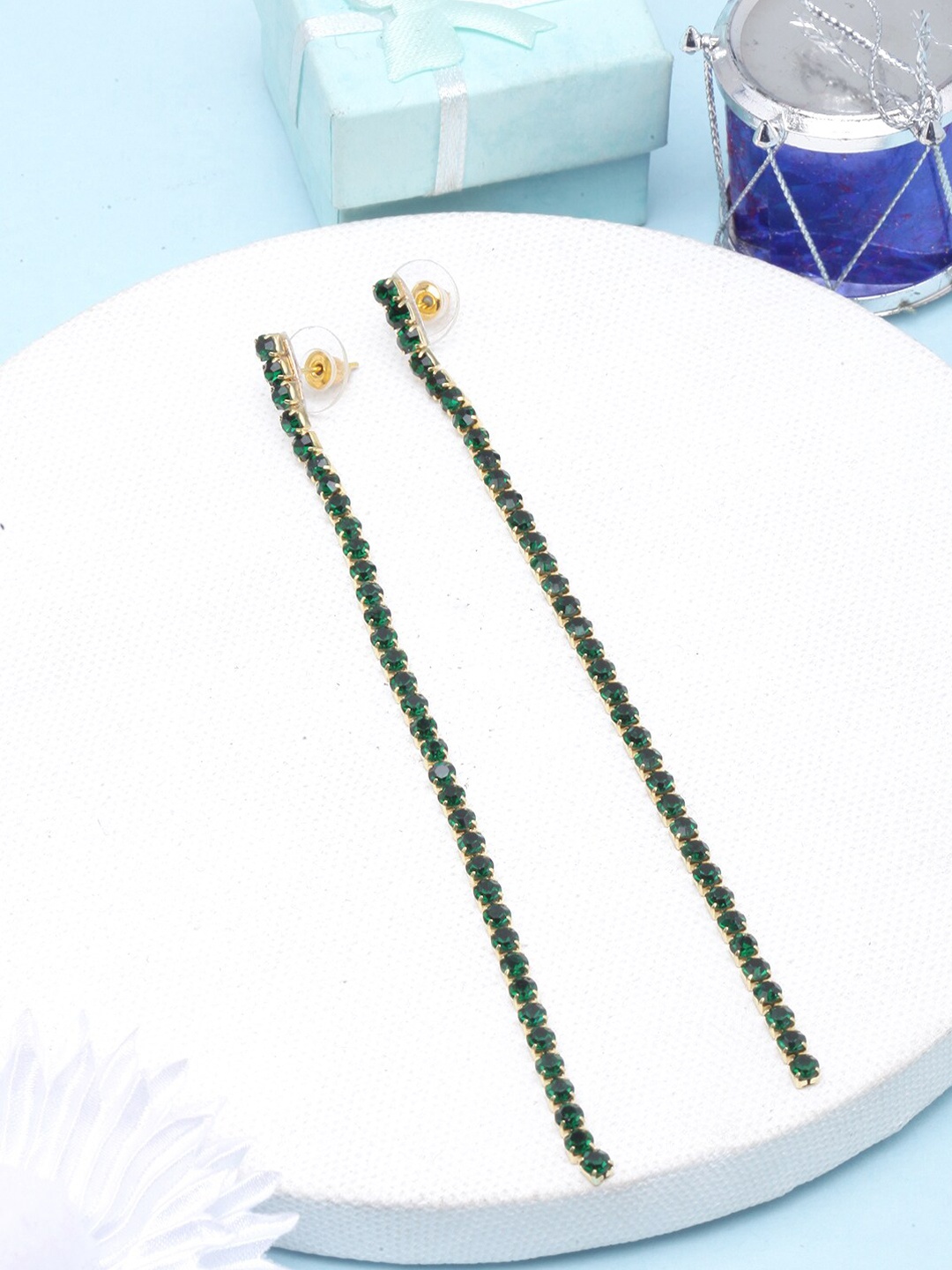 

DIVA WALK Gold-Plated Contemporary Drop Earrings, Green