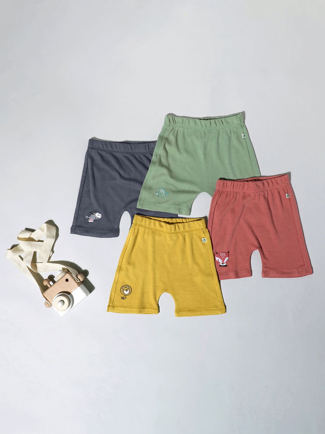 

cocoon care Kids Pack of 4 Printed Cotton Shorts, Red