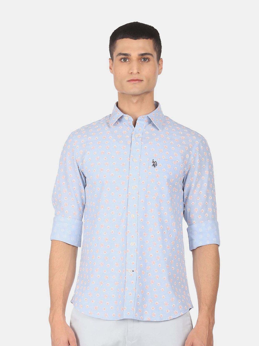 

U.S. Polo Assn. Floral Printed Cotton Casual Shirt, Blue