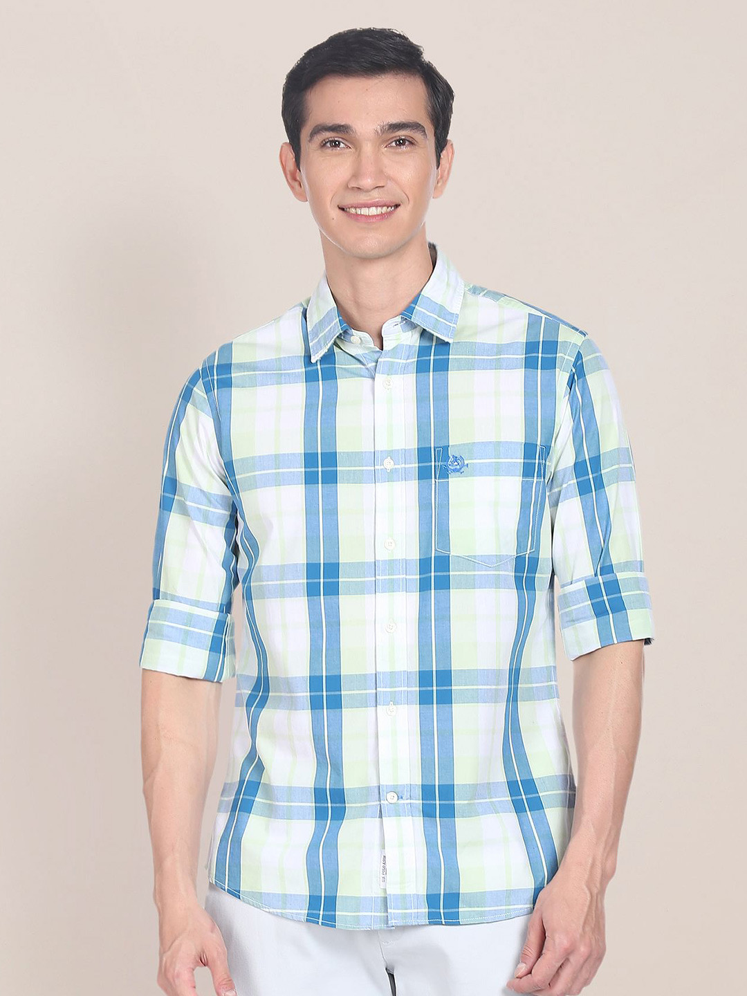 

U.S. Polo Assn. Plus Size Tartan Checks Cotton Casual Shirt, Green