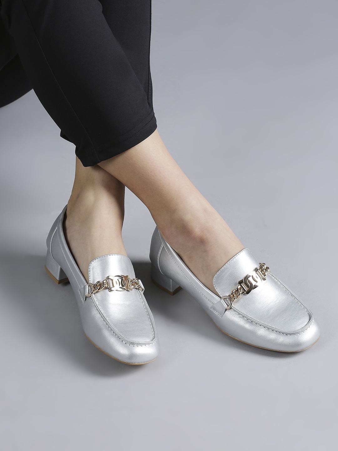 

Inc 5 Women Slip-On Round Toe Loafers, Silver