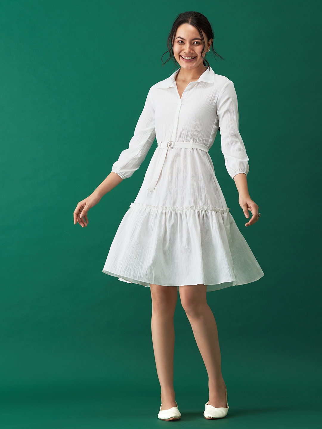 

AASK White Crepe Dress
