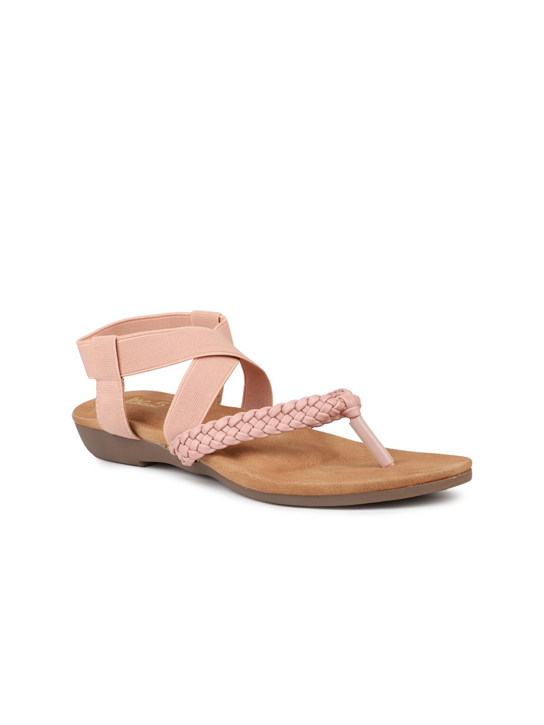 

Inc 5 Women Textured Braided Open Toe Flats, Peach