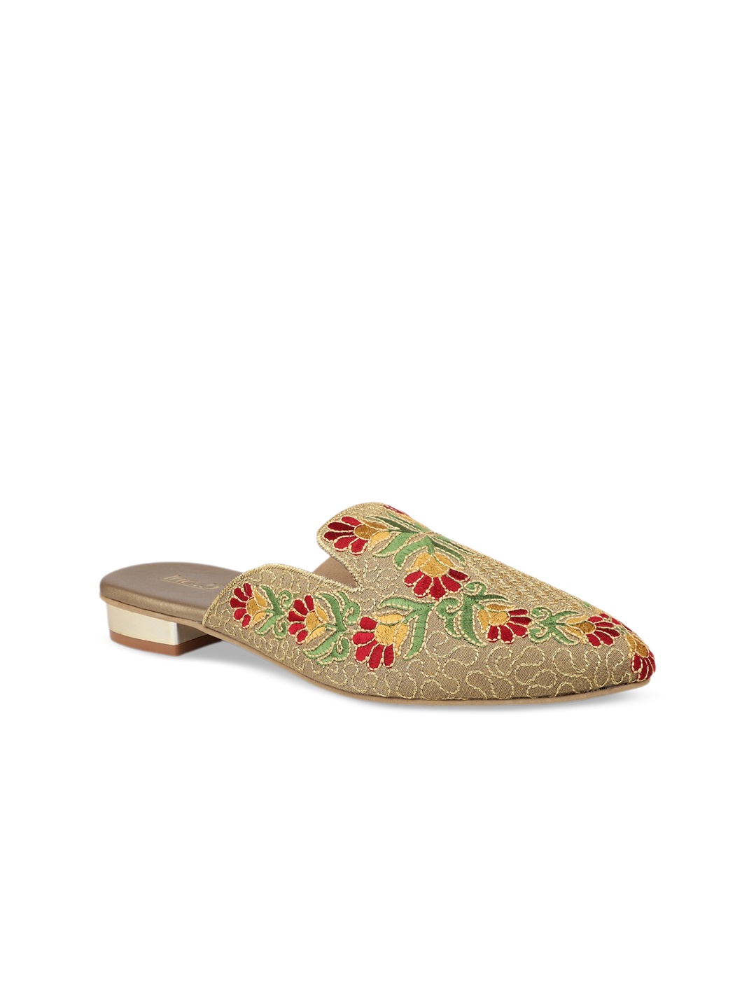 

Inc 5 Women Embroidered Ethnic Mules Flats, Gold