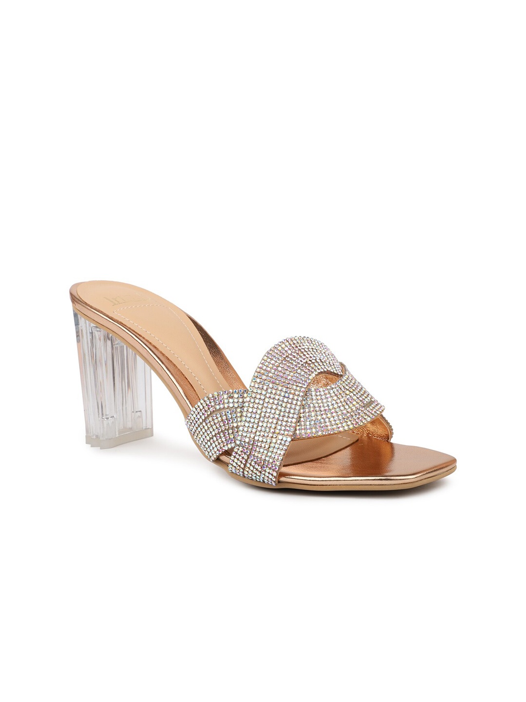 

Inc 5 Embellished Open Toe Block Heels, Rose gold