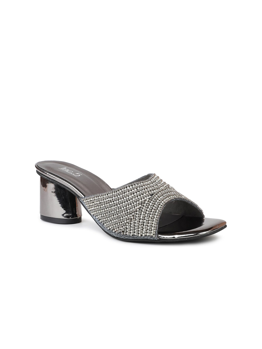 

Inc 5 Embellished Open Toe Block Heels, Metallic