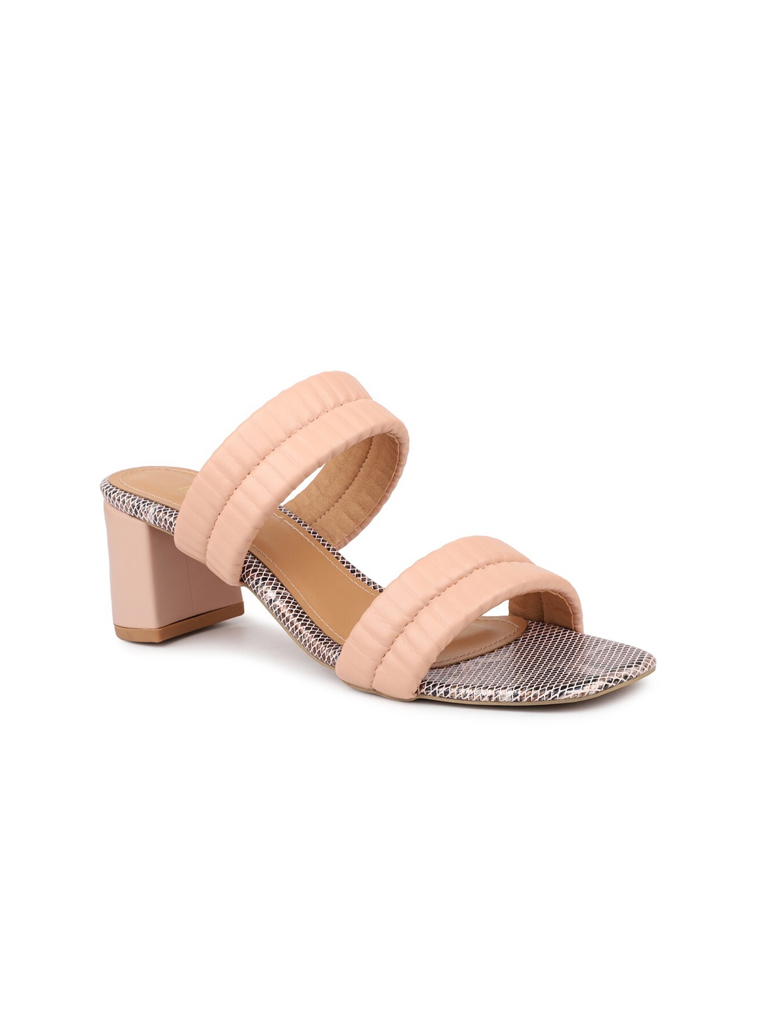 

Inc 5 Women Open Toe Textured Block Heels, Peach