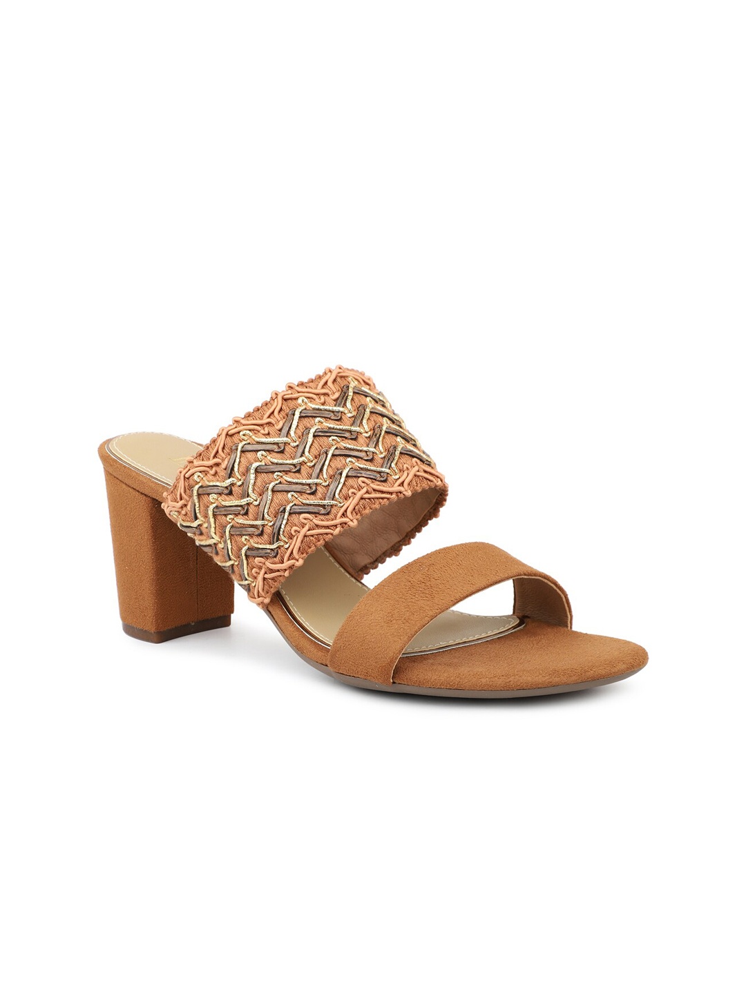 

Inc 5 Women Suede Open Toe Block Heels, Tan