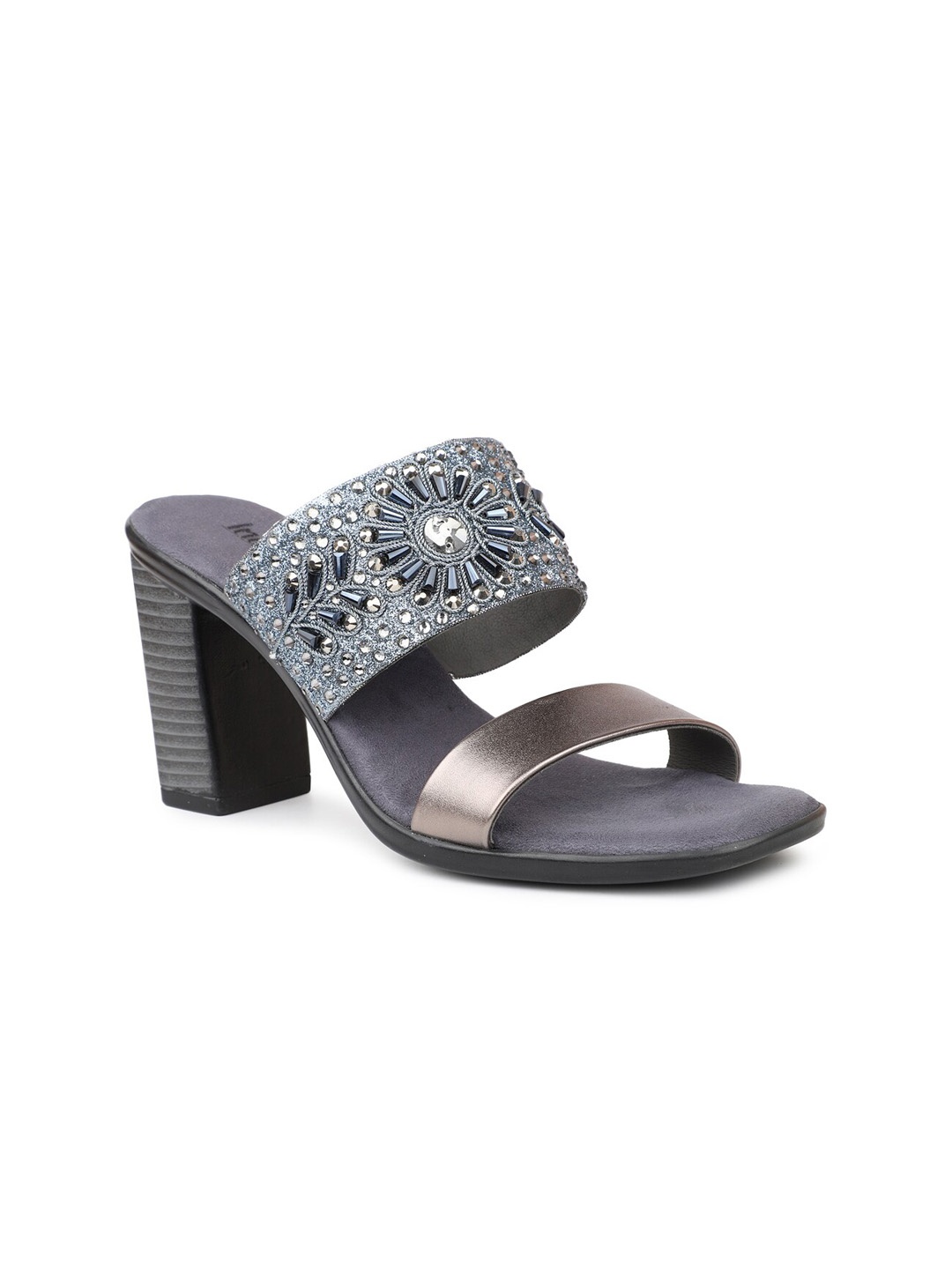 

Inc 5 Women Embellished Open Toe Suede Block Heels, Grey