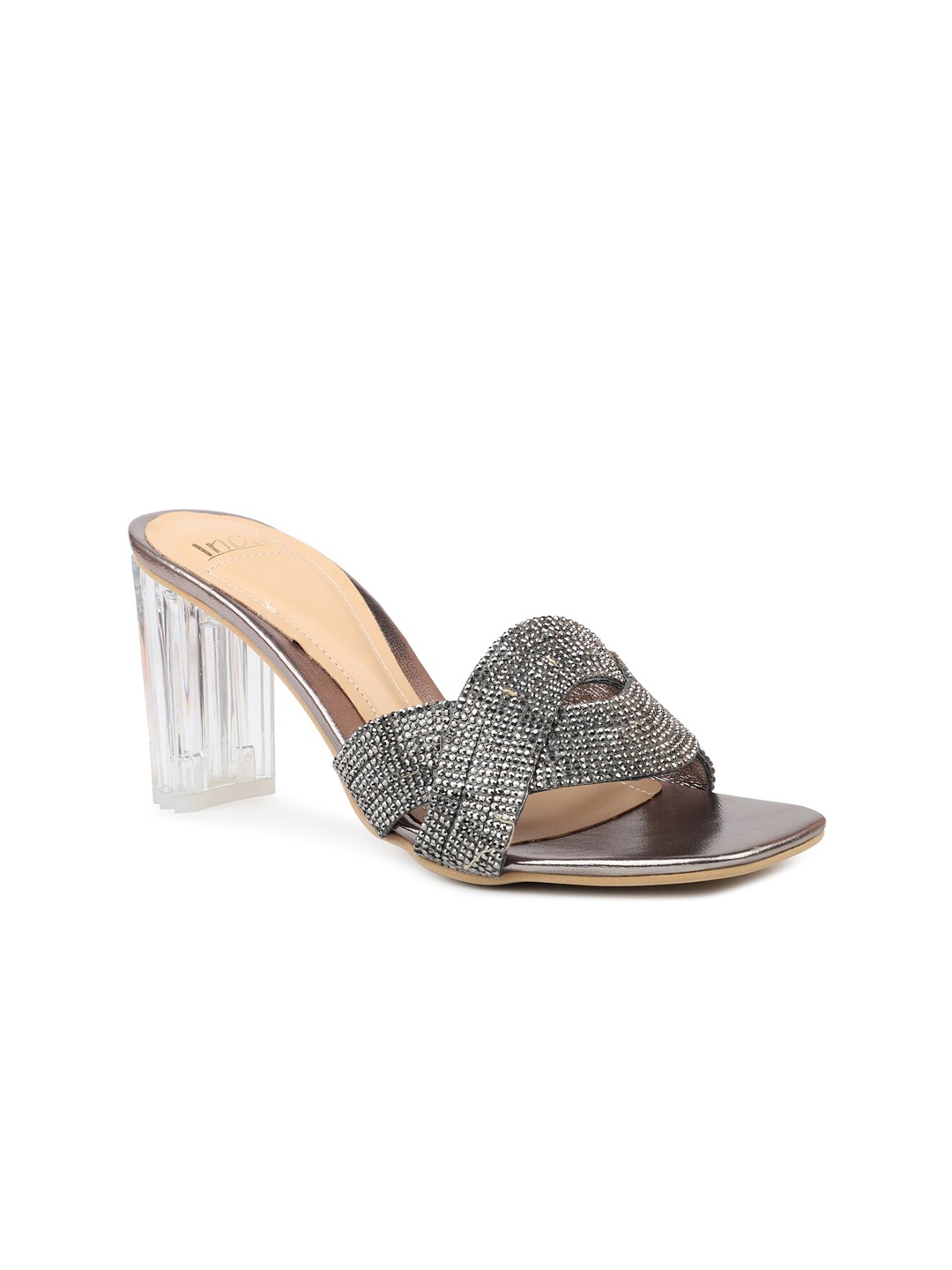 

Inc 5 Embellished Party Block Heels, Grey