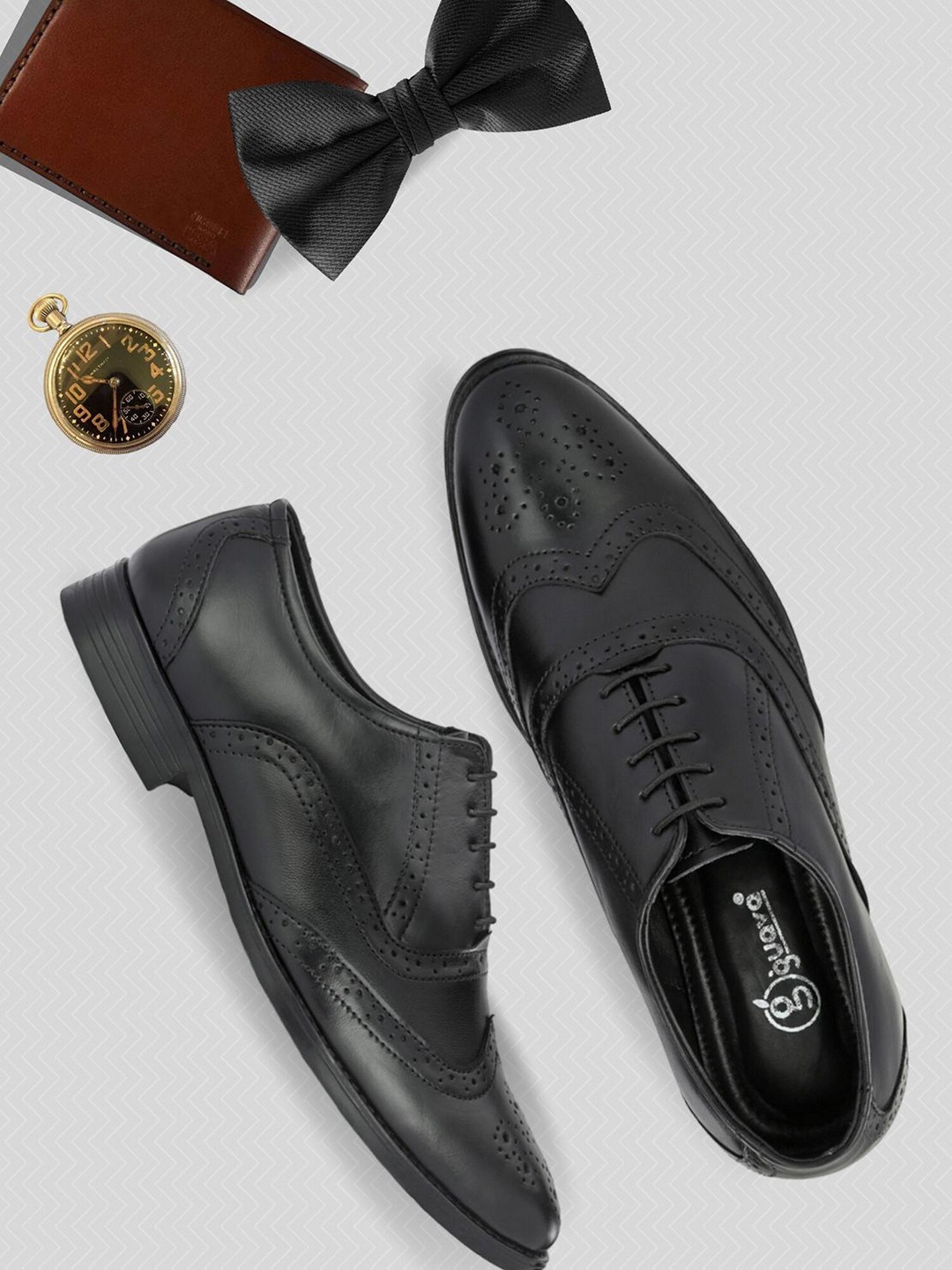 

Guava Men Genuine Leather Formal Brogues, Black