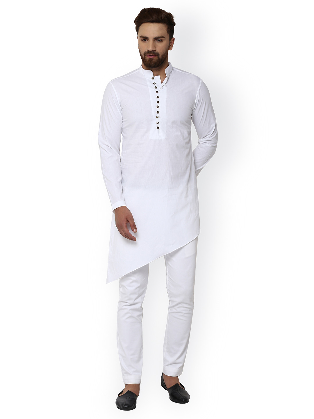 

See Designs Men White Solid Straight Kurta
