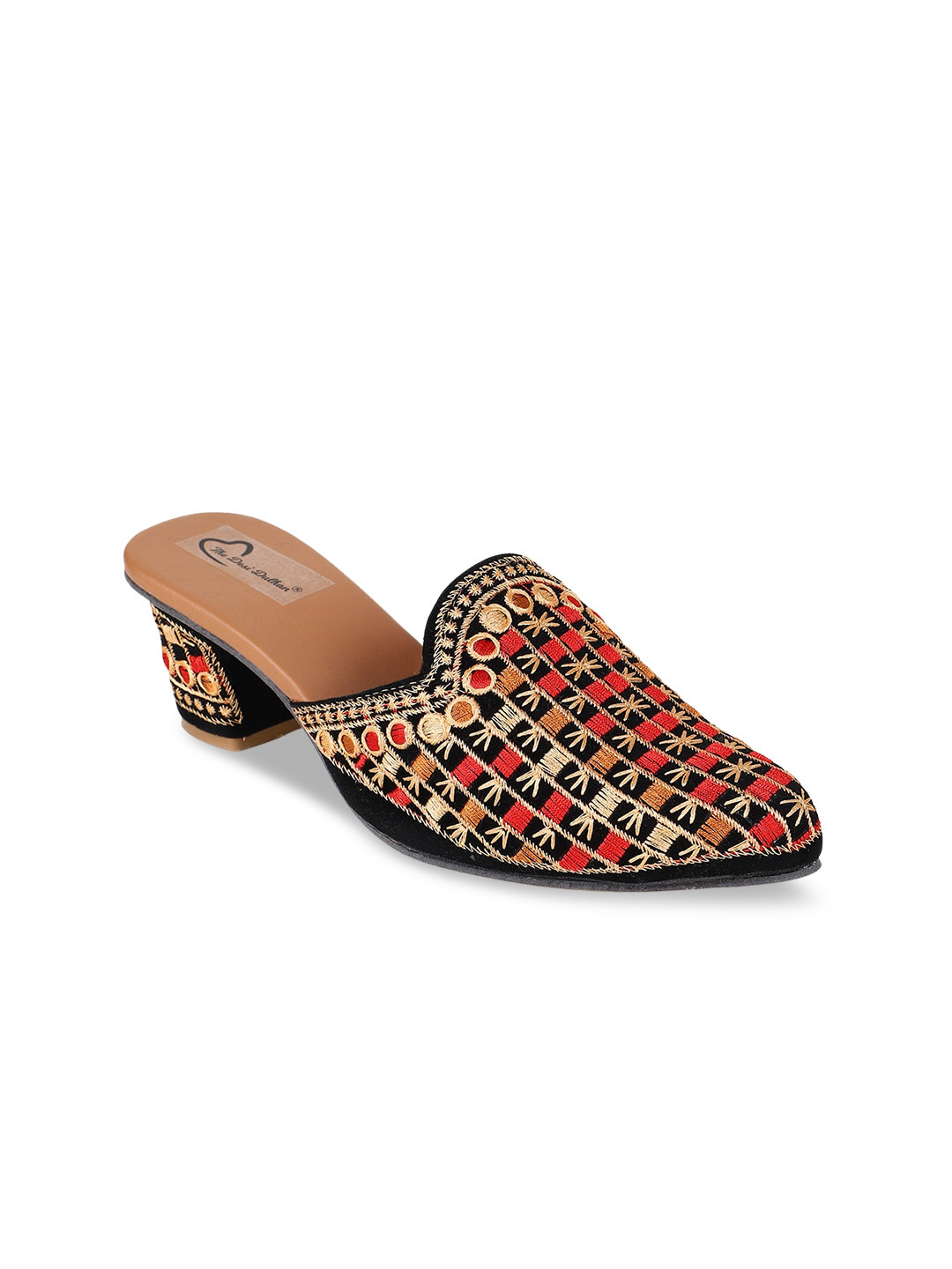 

The Desi Dulhan Embellished Ethnic Block Mules, Black