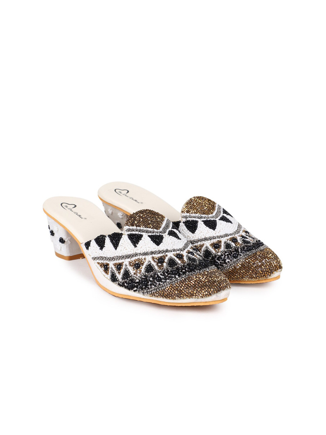 

The Desi Dulhan Embellished Ethnic Block Heels, White