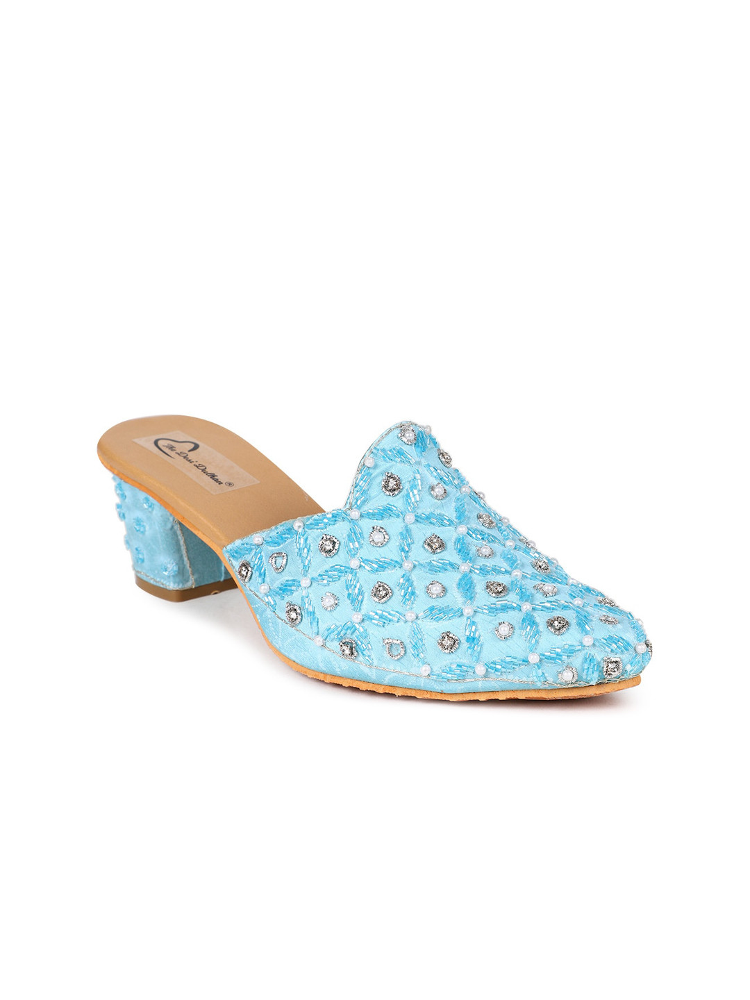 

The Desi Dulhan Embellished Ethnic Block Mules, Blue