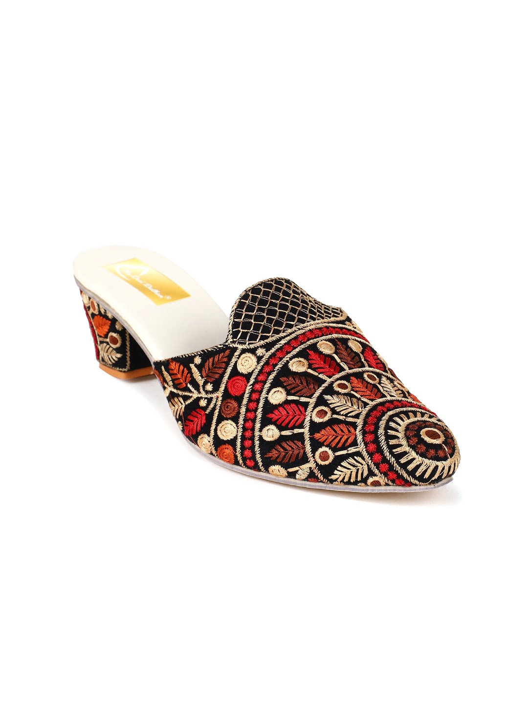 

The Desi Dulhan Embellished Ethnic Block Mules, Black