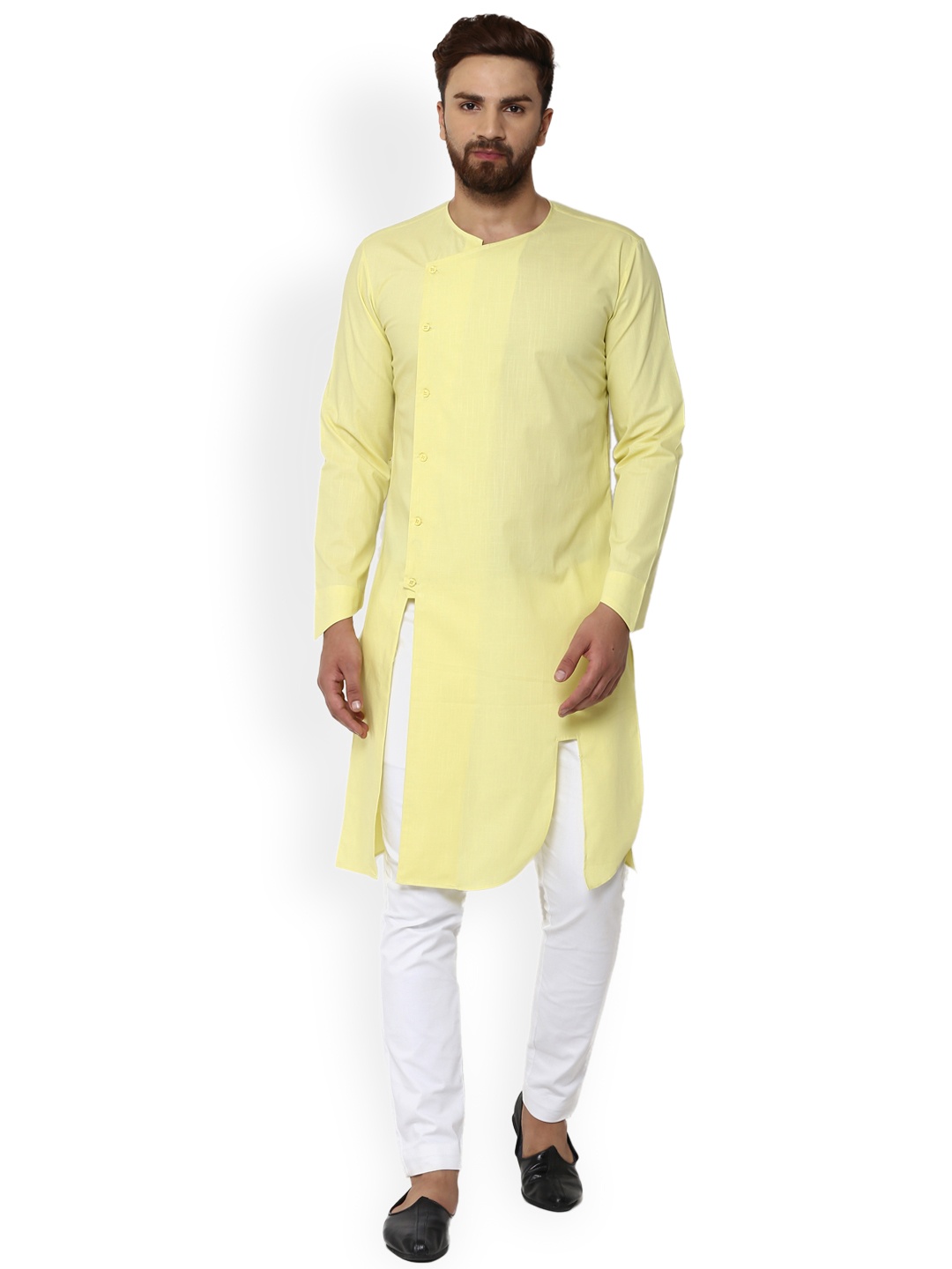 

See Designs Men Yellow Solid Straight Kurta