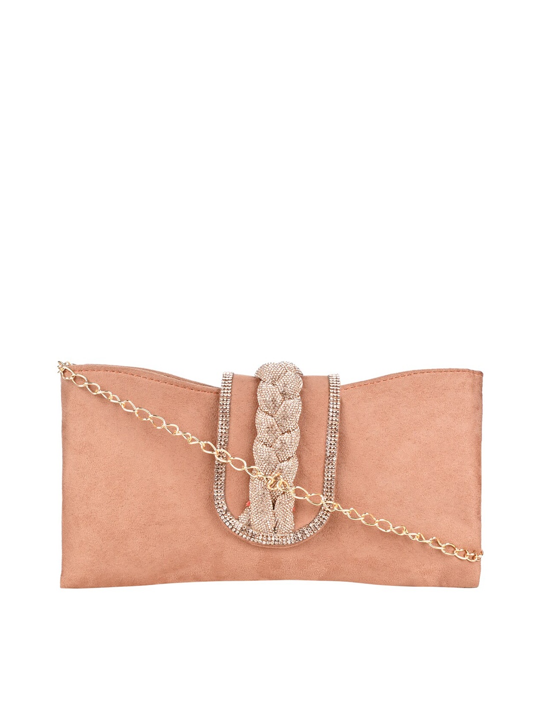 

Rocia Embellished Wrist Loop Purse Clutch, Peach
