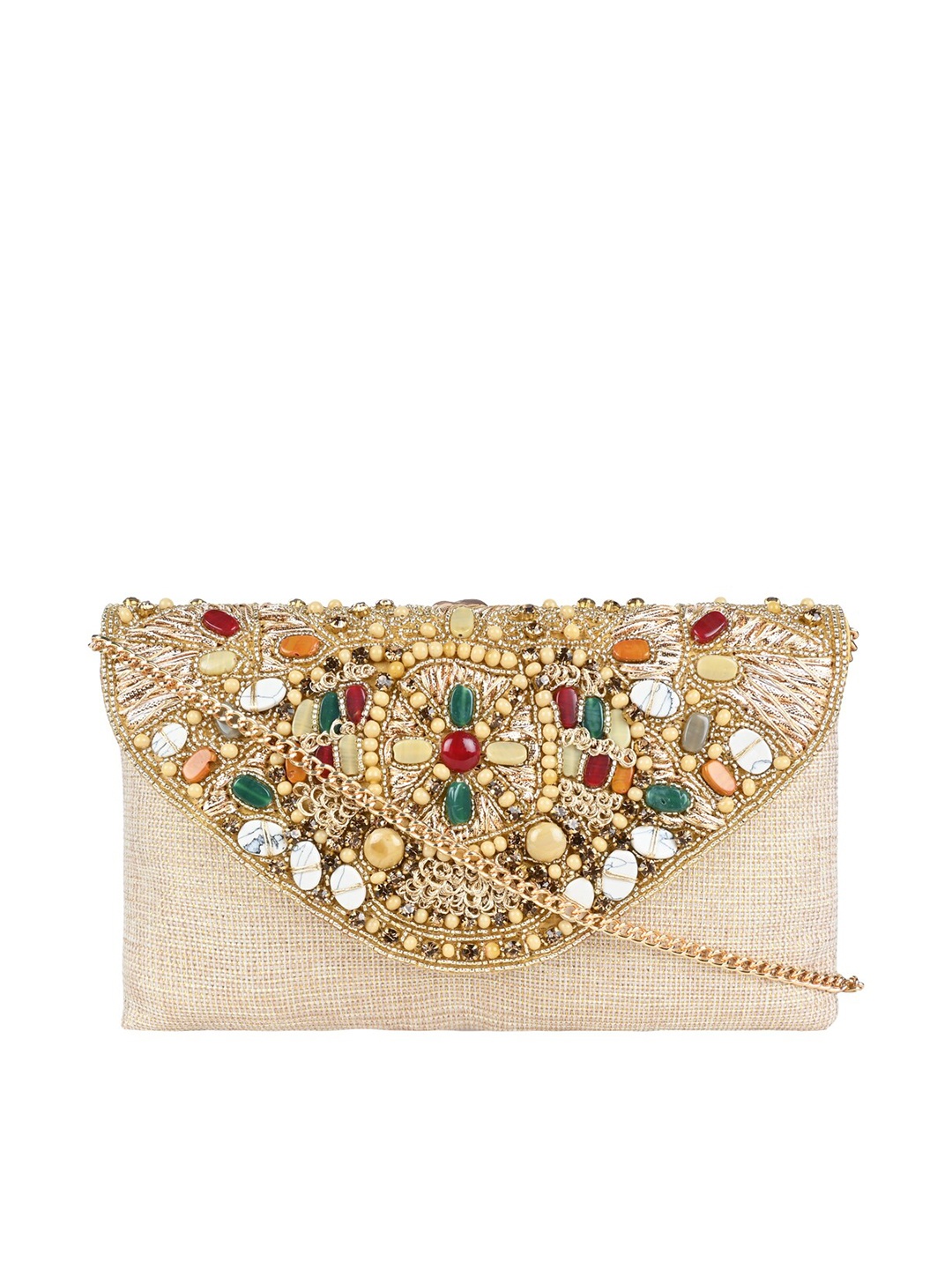 

Rocia Embellished Wrist Loop Purse Clutch, Gold