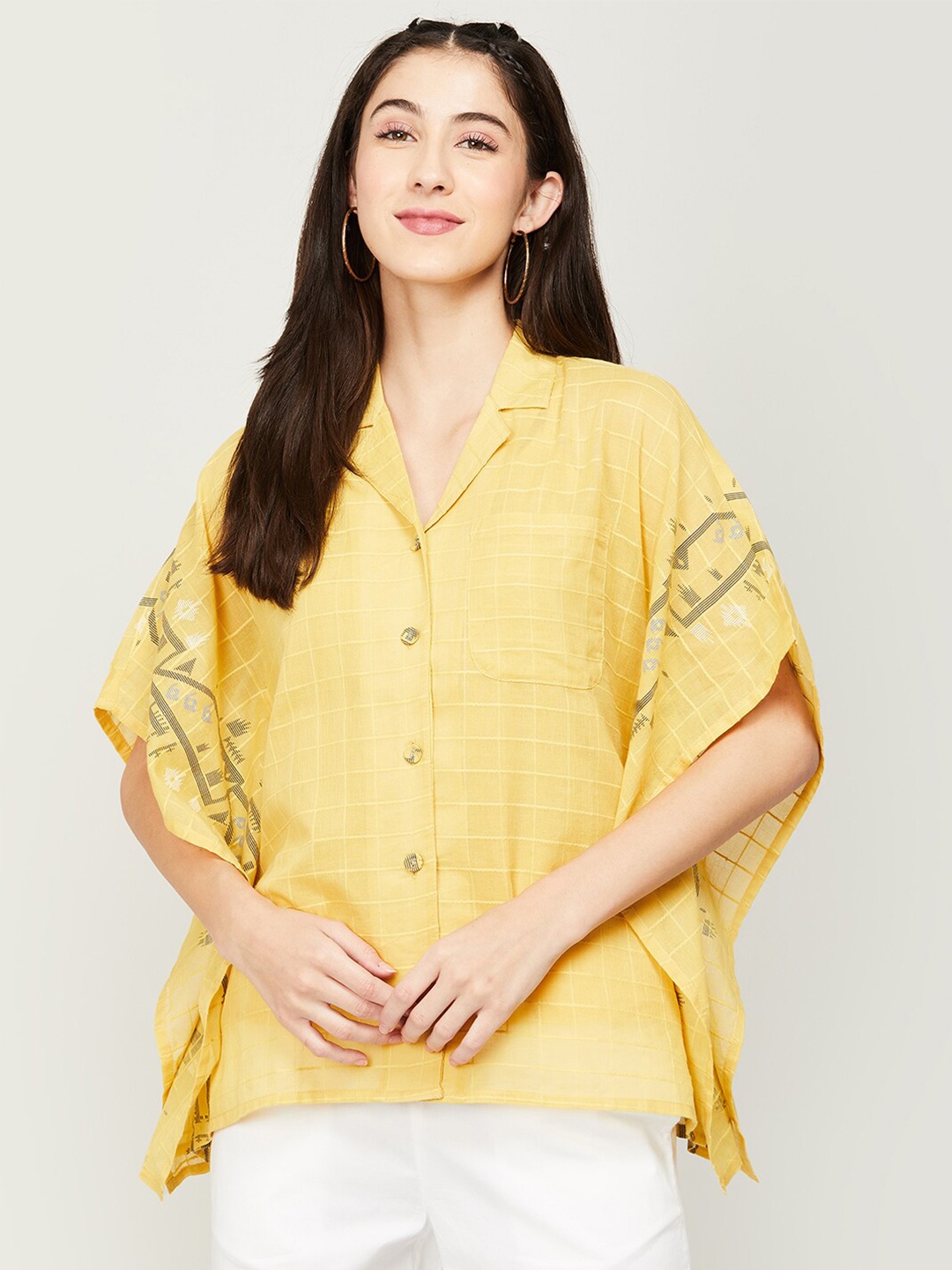 

Colour Me by Melange Extended Sleeves Kaftan Top, Yellow